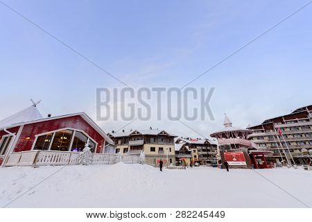 Editorial: Rukatunturi, Finland, 28th December 2018. Rukatunturi Ski Jumping Hill At Ruka Ski In Win