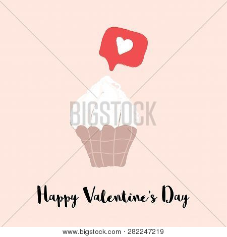 Creamy Berry Cupcake Vector Hand Drawn Cartoon Illustration.