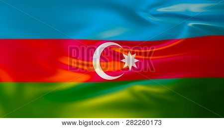 Azerbaijan Flag In The Wind . 3D Illustration