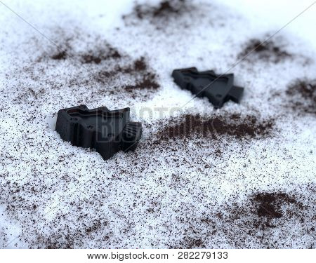 Coffee Handmade Soap With Herbs, Trees In The Snow