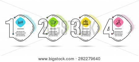 Infographic Template 4 Options Or Steps. Set Of Start Business, Face Id And Financial Diagram Icons.