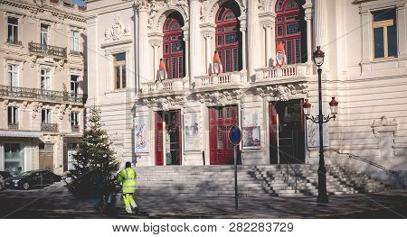 Architectural Detail Of The Moliere Theater Of Sete, France