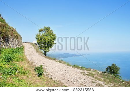 Anacopia Fortress, Republic Of Abkhazia. Beautiful View Of The Black Sea And New Athos.