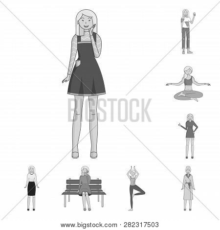 Vector Design Of Emotions And Female Logo. Set Of Emotions And Body Vector Icon For Stock.