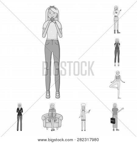 Vector Design Of Emotions And Female Icon. Set Of Emotions And Body Stock Vector Illustration.