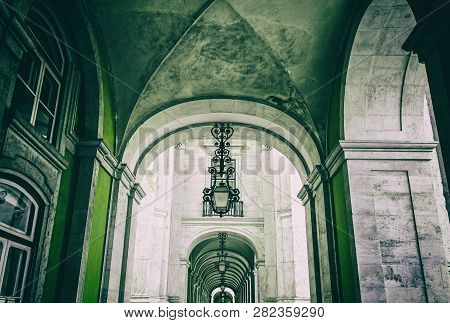 Ancient Arches In Lisbon, Detail Of Ancient Architecture