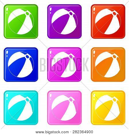 Ball For Children To Play Icons Of 9 Color Set Isolated Illustration