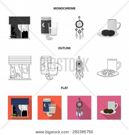 Vector Design Of Dreams And Night Sign. Set Of Dreams And Bedroom Stock Vector Illustration.
