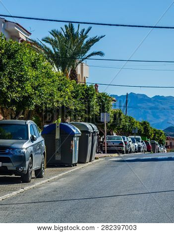 Antas, Spain - January 26, 2019 Old Narrow Street In A Small Town In Andalusia, A Typical Spanish Bu