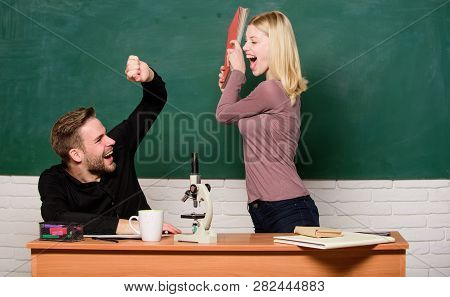 Home Schooling. Couple Of Man And Woman In Classroom. Back To School. Modern School. Knowledge Day. 