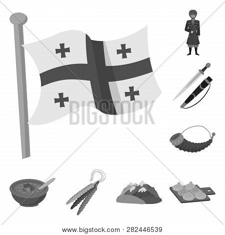 Vector Illustration Of Attributes And Tourism Sign. Set Of Attributes And National Vector Icon For S