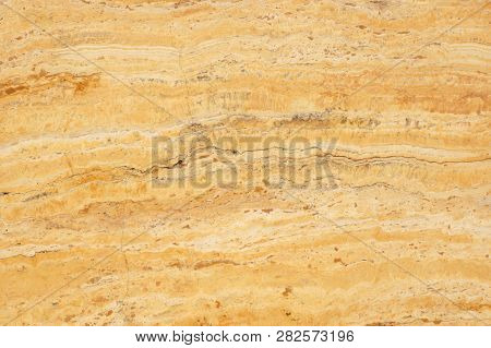 Natural Stone Travertine Yellow Color With An Interesting Pattern, Called Travertino Giallo