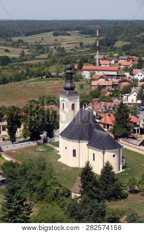 POKUPSKO, CROATIA - JULY 10: Parish Church of Assumption of the Virgin Mary in Pokupsko, Croatia on July 10, 2007.