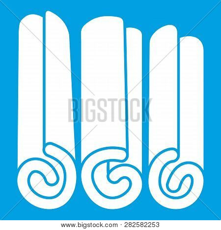 Cinnamon Sticks Icon White Isolated On Blue Background Illustration