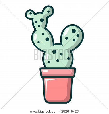 Opuntia Cactus Icon. Cartoon Illustration Of Opuntia Cactus Icon For Web Design