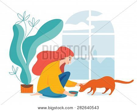 Hygge Illustration With A Womal Feed A