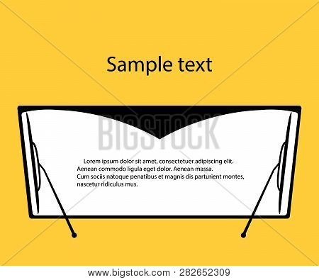 Windshield Wiper In Inclement Weather, Banner. Vector Illustration With Space For Your Text. Eps.