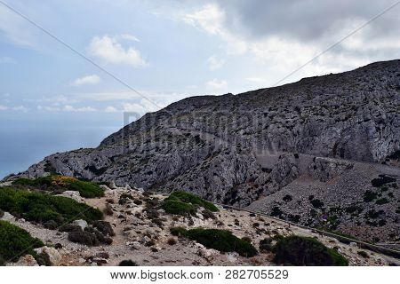 Amazing Landscape When Driving On An Open Coastal Road Winding Through To Lighthouse Cap Formentor