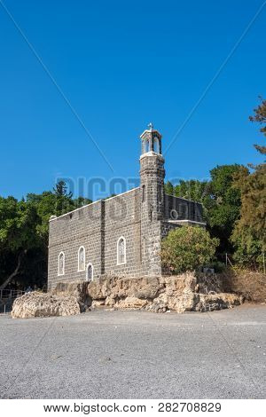 Church of the primacy of Peter at the coast of Kineret lake in Israel