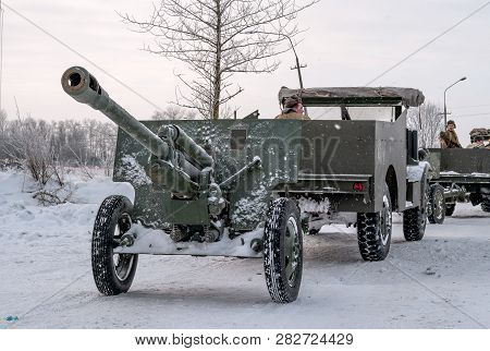 Krasnoye Selo, St. Petersburg, Russia - January 19, 2019: Military Historical Reconstruction - The B