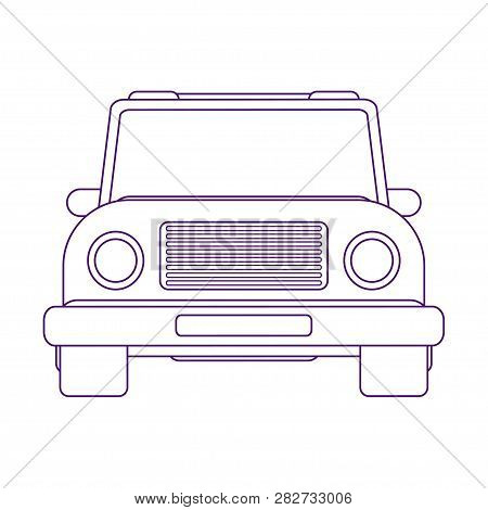 Sport Utility Vehicle. Crossover Suv. Urban Car. Front View Vector Illustration. Line Art Style.