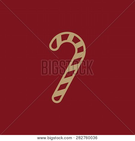 Candy Cane Icon. New Year And Xmas, Christmas, Winter Symbol. Flat Design. Stock - Vector Illustrati