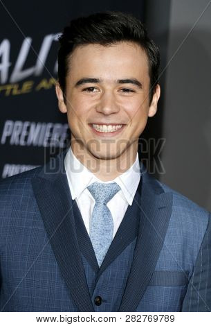 Keean Johnson at the Los Angeles premiere of 'Alita: Battle Angel' held at the Regency Village Theatre in Westwood, USA on February 5, 2019.