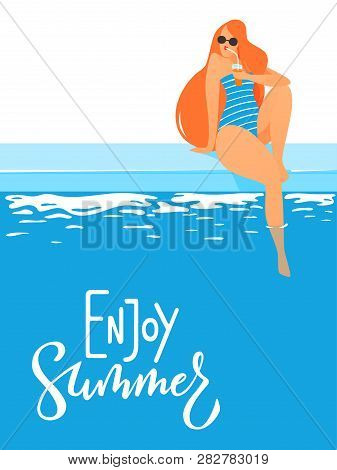 Vector Summer Illustration With Young Woman In