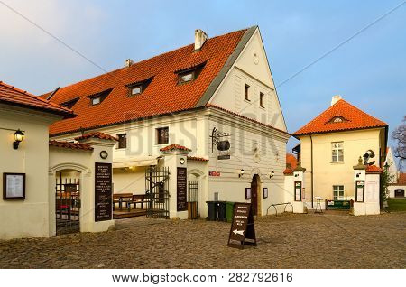 Prague, Czech Republic - January 22, 2019: Famous Strahov Monastery Brewery And Beer Restaurant 