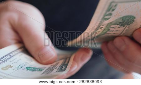 Businessman Hands Counting Many American 20 Dollars Banknotes 4k Close Up Slow Mo