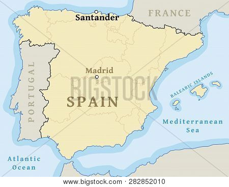 Santander Map Location. Find City On Map Of Spain - Vector Illustration.