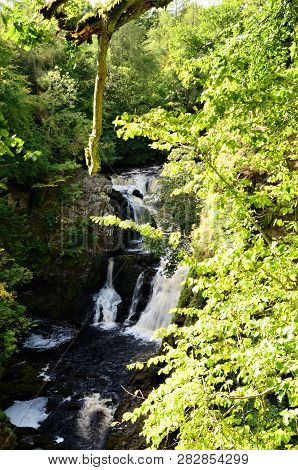 A View Of The Cascades Of The Reekie Linn Waterfalls In Glenisla, Perthshire