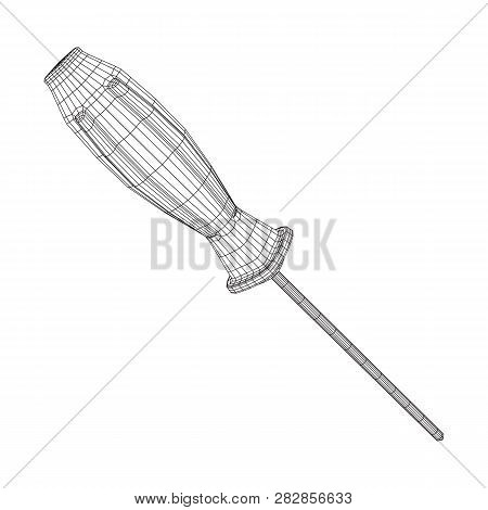 Crosshead Screwdriver. Handyman Tool For Home Repair. Maintenance Themed Abstract Model Wireframe Lo
