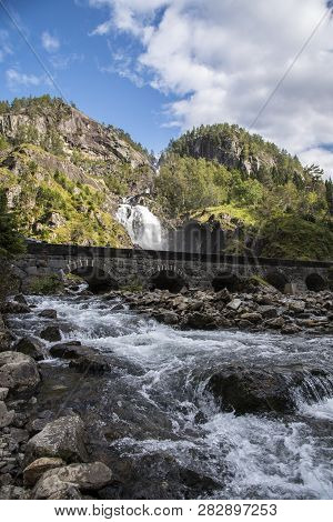 Closeup And Longexposure Of Låtefossen, Odda, Norway