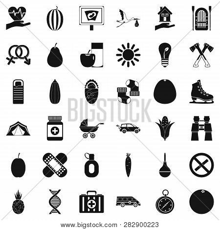 Child Care Icons Set. Simple Style Of 36 Child Care Icons For Web Isolated On White Background
