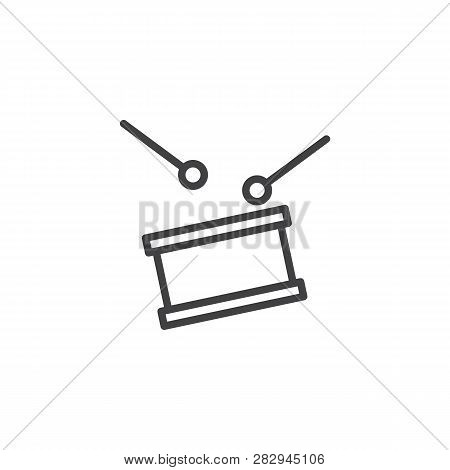 Drum And Drum Sticks Line Icon. Linear Style Sign For Mobile Concept And Web Design. Brazilian Festi