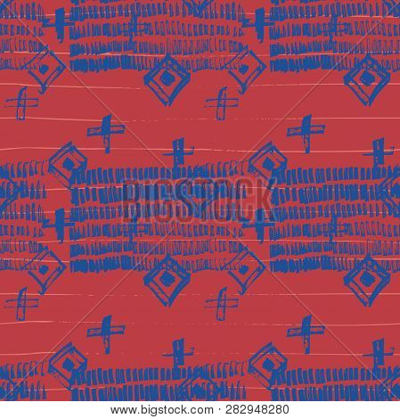 Tie Dye Japanese Geometric Winter Seamless Pattern. Scribble Cartoon Doodle Craft Texture. Boho Tie 