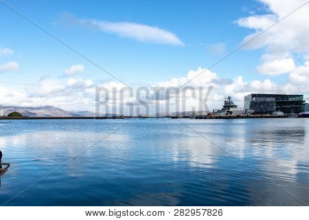 Ships In The Harbor In Reykjavik, Iceland