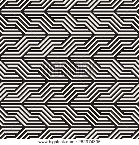 Vector Seamless Pattern. Modern Stylish Abstract Texture. Repeating Geometric Tiles From Interlaced 