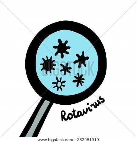 Rotaviruses Under Magnifier Hand Drawn Illustration Minimalism