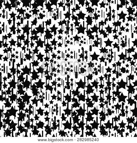 Messy Seamless Abstract Background With Stars, Sticks. Infinity Geometric Pattern. Vector Illustrati