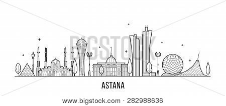 Astana Skyline Kazakhstan City Vector Linear Style