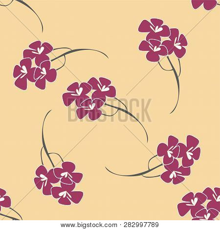Seamless Pattern, Background With Flowers Like Japanese Sakura In Soft Colors. Stock Vector Illustra