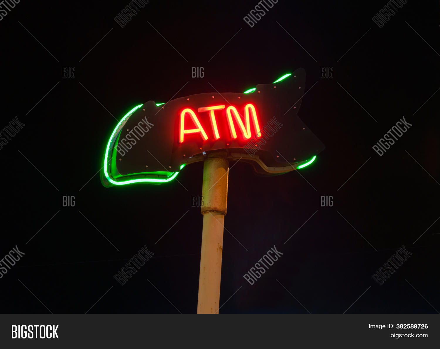 Atm Neon Sign On Pole Image & Photo (Free Trial) | Bigstock