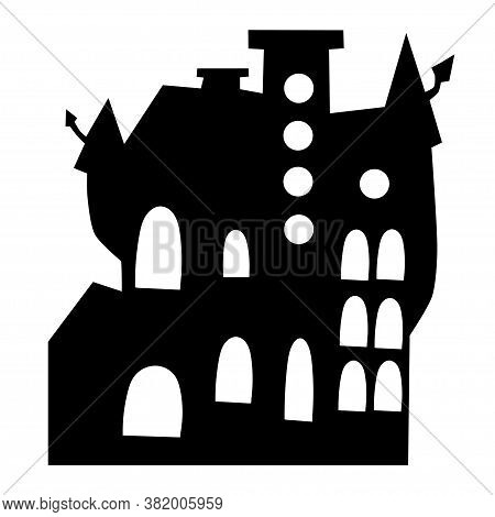House In The Gothic Style Silhouette In Black On A White Background, Stock Vector Illustration For D