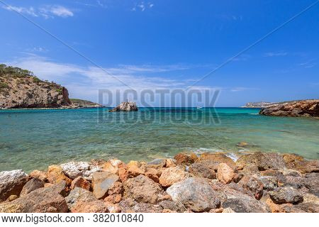 Panoramic View Of The Bay Cala Xarraca. Ibiza, Balearic Islands, Spain