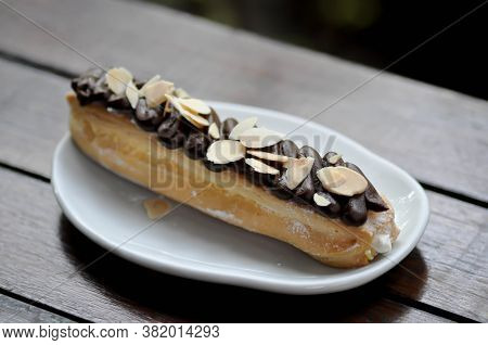 Choux Cream ,choux Pastry With Chocolate Topping Or Eclair