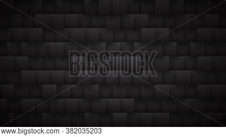 3d Square Blocks Pattern High Technology Dark Mode Abstract Background. Three Dimensional Science Co