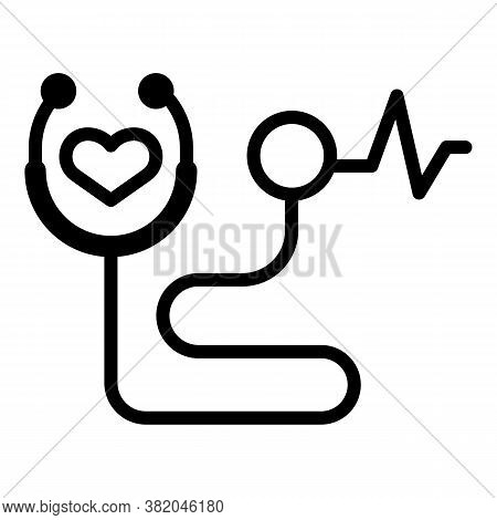 Self Care Heart Rate Icon. Outline Self Care Heart Rate Vector Icon For Web Design Isolated On White