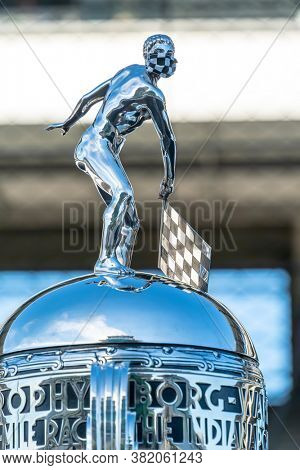 August 21, 2020 - Indianapolis, Indiana, USA: The Borg Warner Trophy goes on display before the final practice for the Indianapolis 500 at Indianapolis Motor Speedway in Indianapolis Indiana.
